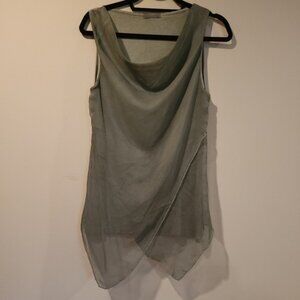 NEW COLLECTION tank flowy sleeveless layered sheer army green size Small